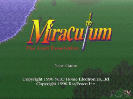 Miraculum: The Last Revelation title screen for PC FX